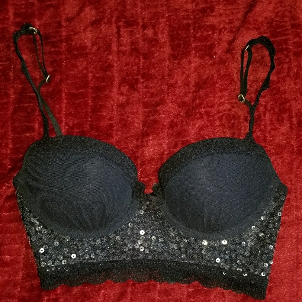 Navy Blue Push Up Bra w/ Sequins